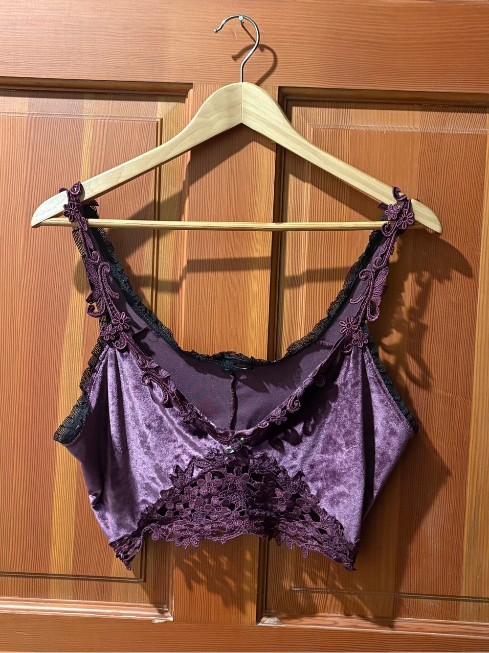 Claire Pettibone Purple Velvet w/ lace trim Bralette - Small